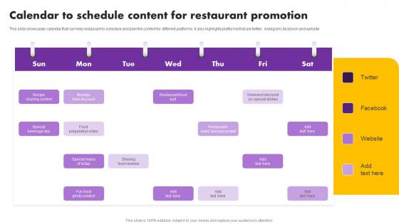 Digital And Traditional Marketing Methods Calendar To Schedule Content Restaurant Background Pdf