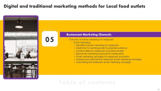 Digital And Traditional Marketing Methods For Local Food Outlets Ppt Powerpoint Presentation Complete Deck