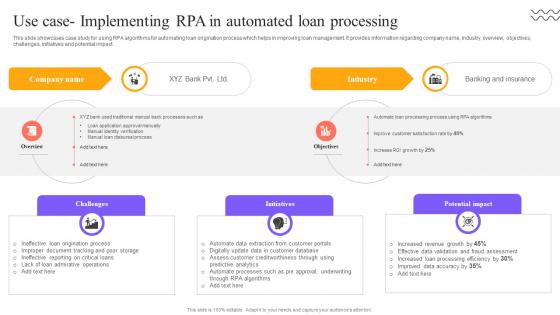 Digital Approach To Client Use Case Implementing RPA In Automated Loan Processing Digital Approach To Client Use Case Implementing RPA In Automated Loan Processing