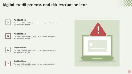 Digital Credit Process And Risk Evaluation Icon Structure Pdf