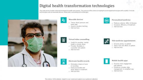 Digital Health Transformation Technologies Clipart Pdf