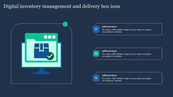 Digital Inventory Management And Delivery Box Icon Template Pdf