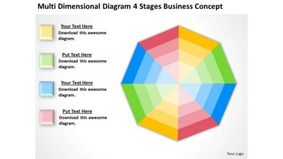 Dimensional Diagram 4 Stages Business Concept Ppt Plan PowerPoint Slides