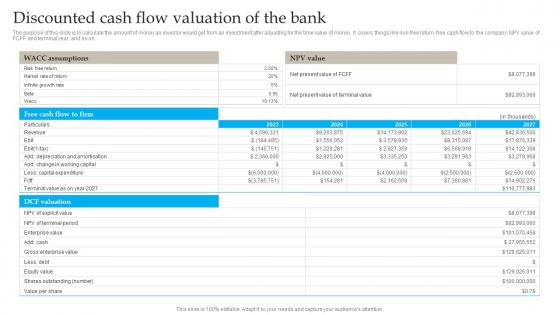 Discounted Cash Flow Valuation Banking Industry Business Plan Go To Market Strategy Information Pdf