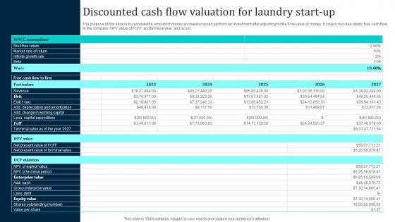 Discounted Cash Flow Valuation For Laundry Start Up Laundromat Business Plan Go To Market Infographics Pdf