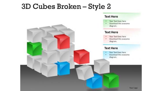 Disintegrating Cubes PowerPoint Slides And Ppt Diagram Templates