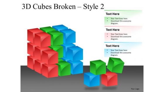 Disintegrating System Cube Diagram PowerPoint Slides