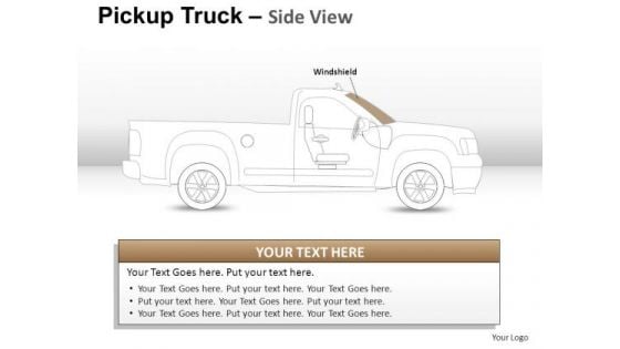 Dispose Pickup Brown Truck Side View PowerPoint Slides And Ppt Diagram Templates