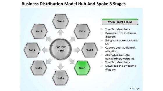 Distribution Model Hub And Spoke 8 Stages Ppt Business Plan Example PowerPoint Slides