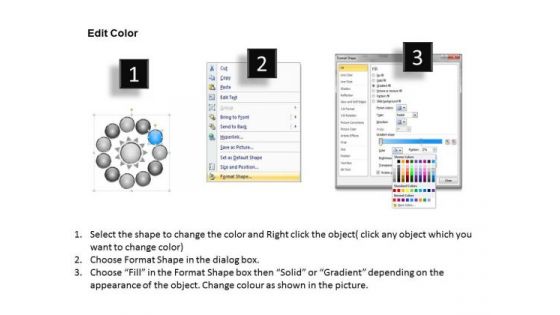 Diverging 11 Factors Round Manner Circular Flow Layout Chart PowerPoint Slides