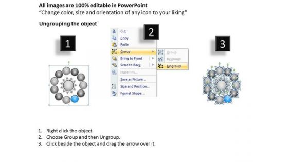 Diverging 11 Factors Round Manner Circular Motion Diagram PowerPoint Slides