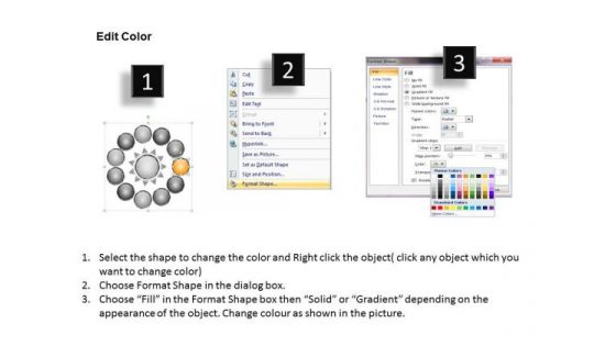 Diverging 11 Factors Round Manner Circular Process Chart PowerPoint Templates