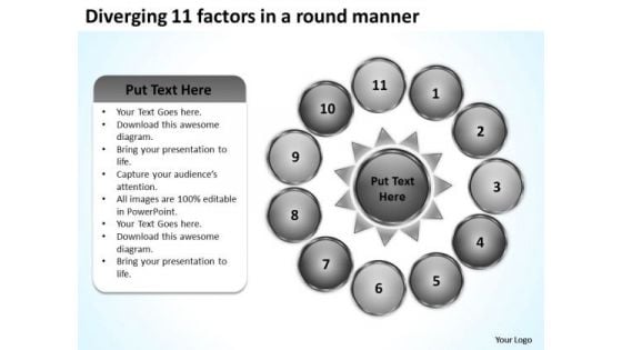 Diverging 11 Factors Round Manner Ppt Circular Motion Process PowerPoint Slides Diverging 11 Factors Round Manner Ppt Circular Motion Process PowerPoint Slides