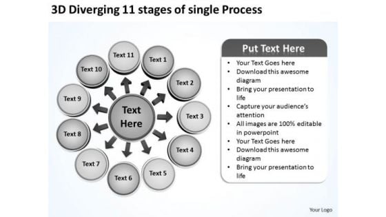 Diverging 11 Stages Of Single Process Ppt Relative Circular Flow Arrow Diagram PowerPoint Slides