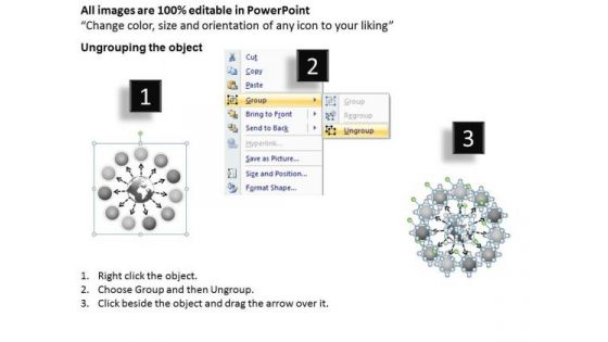 Diverging 11 Steps Around Globe Process Flow Ppt Circular Arrow Network PowerPoint Slides