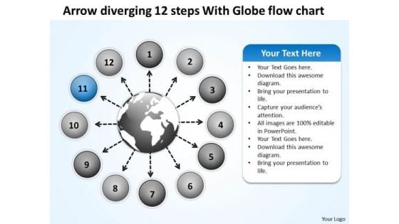 Diverging 12 Steps With Globe Flow Chart Ppt Circular Process Diagram PowerPoint Templates