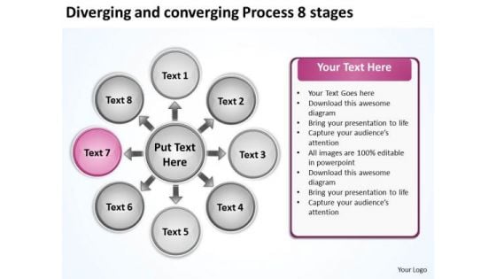 Diverging And Converging Process 8 Stages Ppt Circular Flow Motion Chart PowerPoint Slides