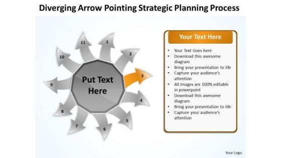 Diverging Arrow Pointing Strategic Planning Process Ppt Radial PowerPoint Slide