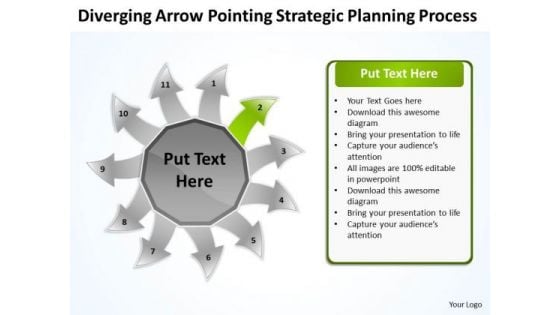 Diverging Arrow Pointing Strategic Planning Process Ppt Radial PowerPoint Slides
