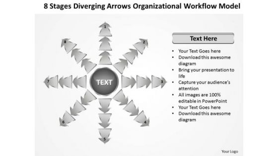 Diverging Arrows Organizational Workflow Model Network Software PowerPoint Slides