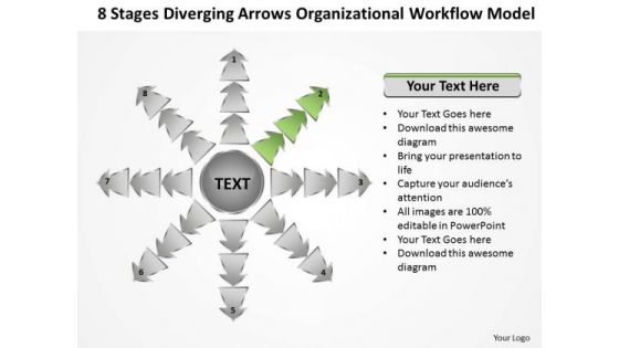 Diverging Arrows Organizational Workflow Model Ppt Cycle Process Diagram PowerPoint Slides