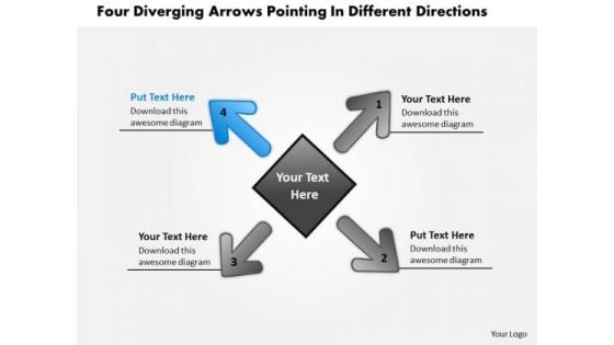 Diverging Arrows Pointing Different Direction Cycle Network PowerPoint Templates