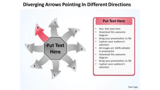 Diverging Arrows Pointing Different Directions Chart Software PowerPoint Templates