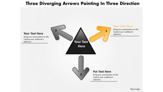 Diverging Arrows Pointing Direction 5 Relative Circular Diagram PowerPoint Templates