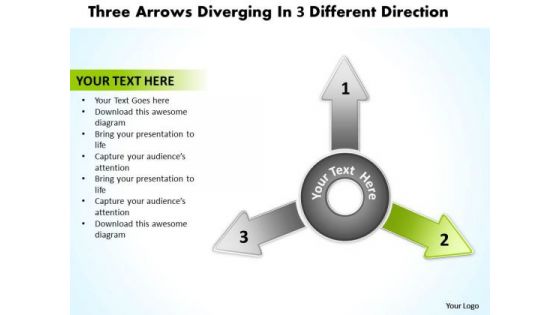 Diverging Arrows Pointing Direction Circular Layout Network PowerPoint Templates