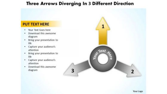 Diverging Arrows Pointing Direction Ppt 2 Relative Cycle Chart PowerPoint Slides