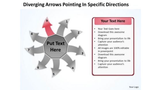 Diverging Arrows Pointing Specific Directions Chart Software PowerPoint Template