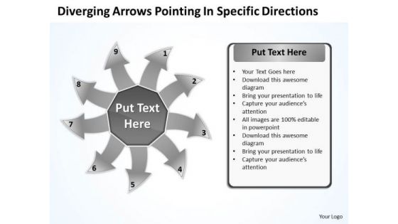 Diverging Arrows Pointing Specific Directions Chart Software PowerPoint Templates