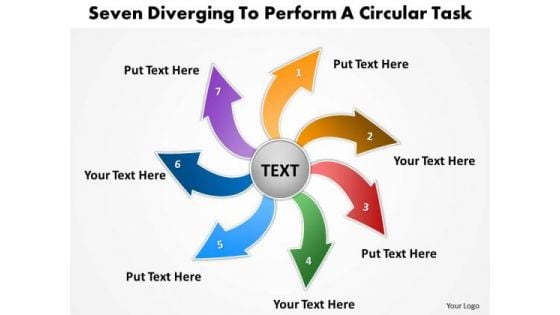 Diverging Steps To Perform A Circular Task Layout Diagram PowerPoint Templates