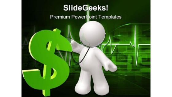 Doctor Checking Dollar Health PowerPoint Backgrounds And Templates 1210