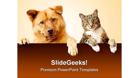 Dog Cat Friends Animals PowerPoint Backgrounds And Templates 1210