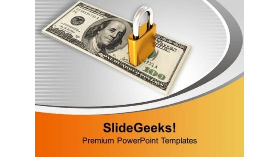 Dollar Bill With Golden Lock PowerPoint Templates Ppt Backgrounds For Slides 0213 Dollar Bill With Golden Lock PowerPoint Templates Ppt Backgrounds For Slides 0213