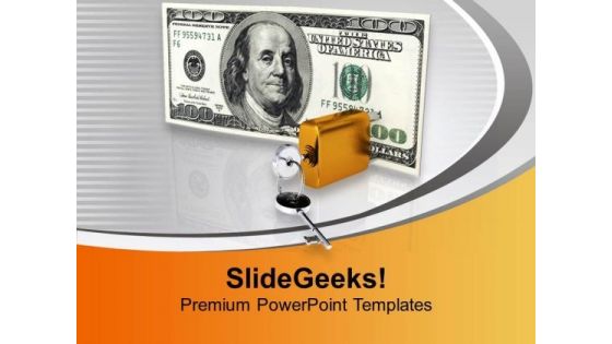 Dollar Bill With Lock Key Security PowerPoint Templates Ppt Backgrounds For Slides 0113 Dollar Bill With Lock Key Security PowerPoint Templates Ppt Backgrounds For Slides 0113