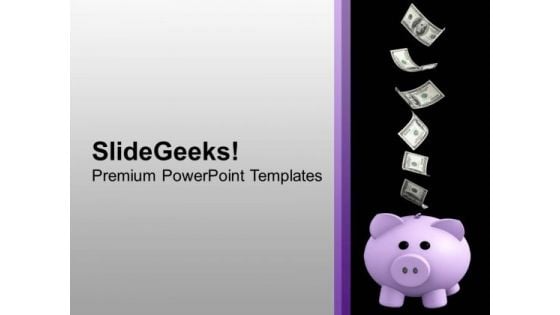 Dollar Bills Falling In Piggy Bank Finance PowerPoint Templates Ppt Backgrounds For Slides 1112 Dollar Bills Falling In Piggy Bank Finance PowerPoint Templates Ppt Backgrounds For Slides 1112