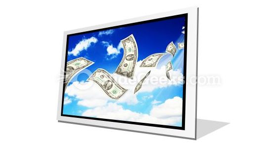 Dollar Bills Fly In Flocks PowerPoint Icon F