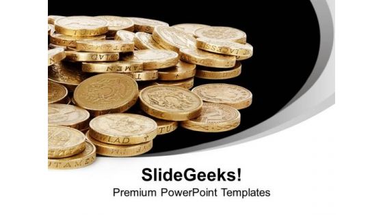 Dollar Coins On Black Background PowerPoint Templates Ppt Backgrounds For Slides 0213