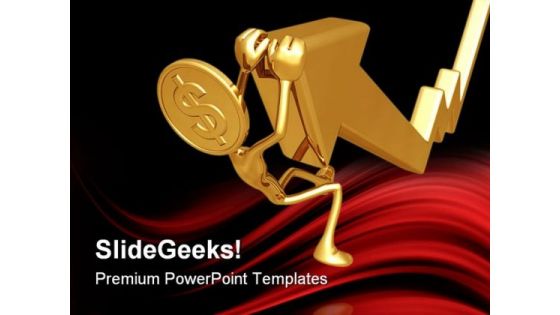 Dollar Gold Coin Hanging Finance PowerPoint Themes And PowerPoint Slides 0611