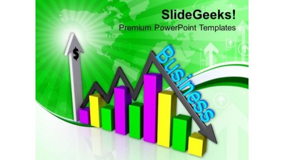 Dollar Growth And Decline Bar Graph PowerPoint Templates Ppt Backgrounds For Slides 0413