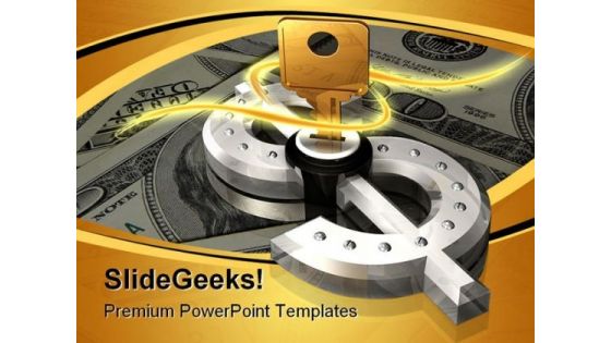 Dollar Key Money PowerPoint Template 0810