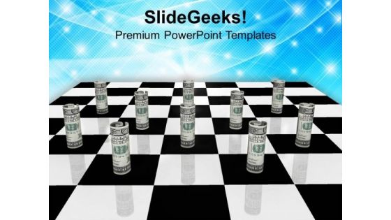 Dollar On Chess Board Financial PowerPoint Templates Ppt Backgrounds For Slides 0213