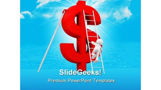 Dollar Sign And Ladder Success PowerPoint Themes And PowerPoint Slides 0211