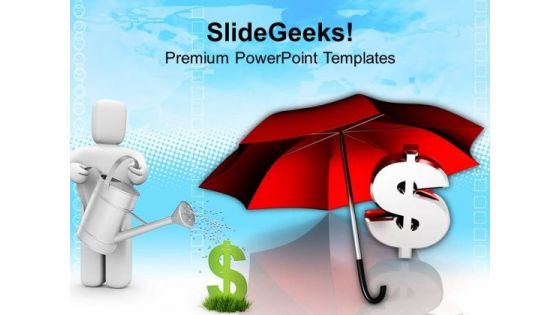 Dollar Under Umbrella Business Protection PowerPoint Templates Ppt Backgrounds For Slides 0213