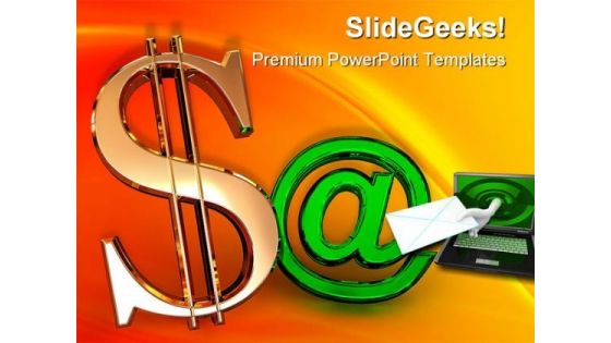 Dollar With At Internet PowerPoint Themes And PowerPoint Slides 0711