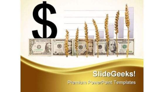 Dollar With Wheat Growth Agriculture PowerPoint Templates And PowerPoint Backgrounds 0411