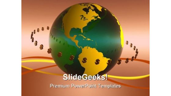 Dollar World Globe PowerPoint Background And Template 1210 Dollar World Globe PowerPoint Background And Template 1210