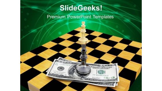 Dollars And Chess On Chessboard Money PowerPoint Templates And PowerPoint Themes 1012